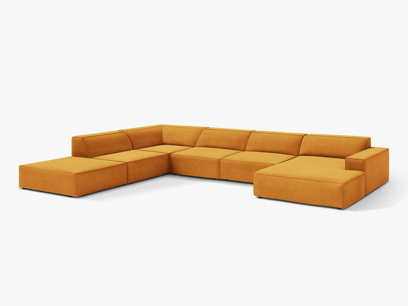 Micadoni Panorama-Ecksofa Jodie 7-Sitzer Samt Venus Gelb Links