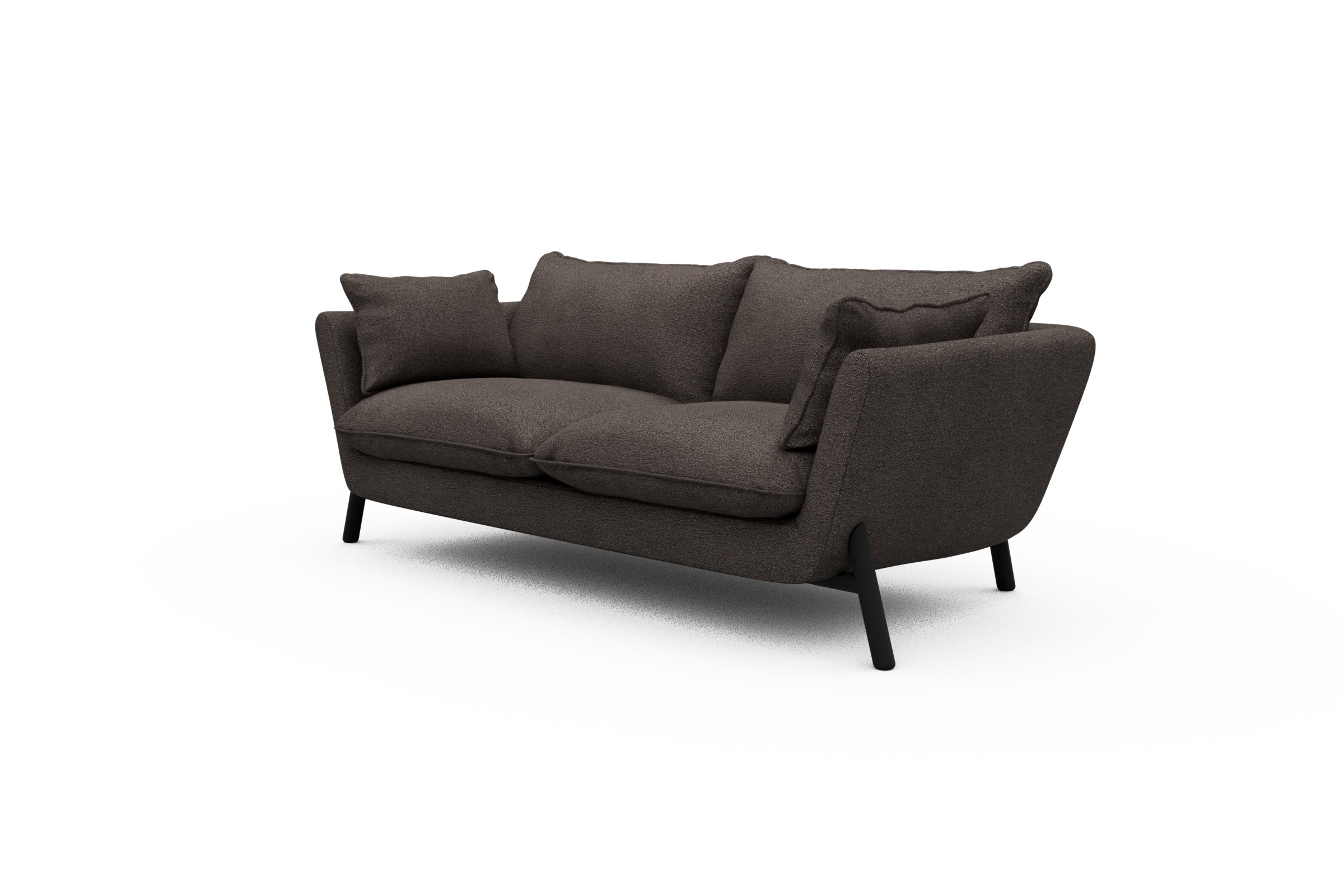 Sofa Emil PREMIUM 2-Sitzer Beinfarbe Eiche Schwarz Boucle-Taupe