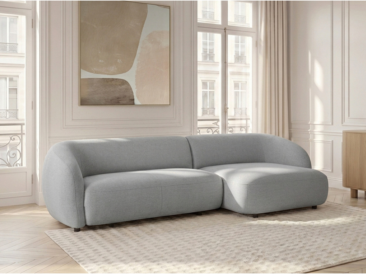 Bobochic Halo Ecksofa mit Schlaffunktion Stoff Grau Ecke rechts