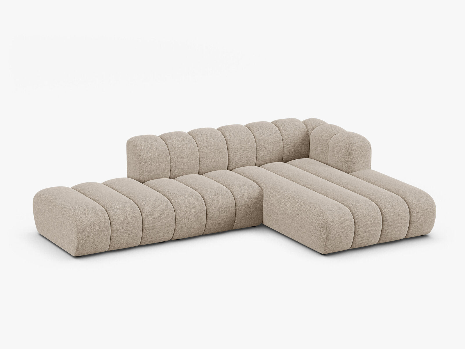Micadoni Modulares Ecksofa offen Lupine 5-Sitzer Rechts Chenille Eden Dunkelbeige