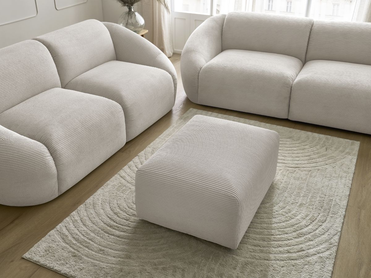 Bobochic Tina Sofa 6-Sitzer mit Pouf Cordsamt Beige