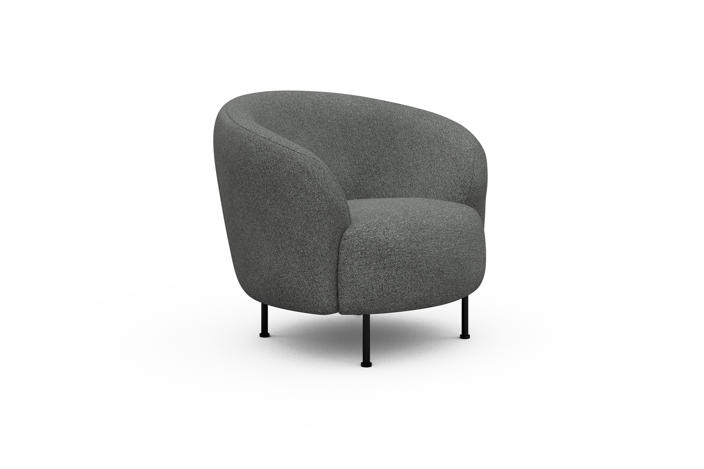 Sessel Ronda Metallbeine Schwarz Boucle-Ash-Grey
