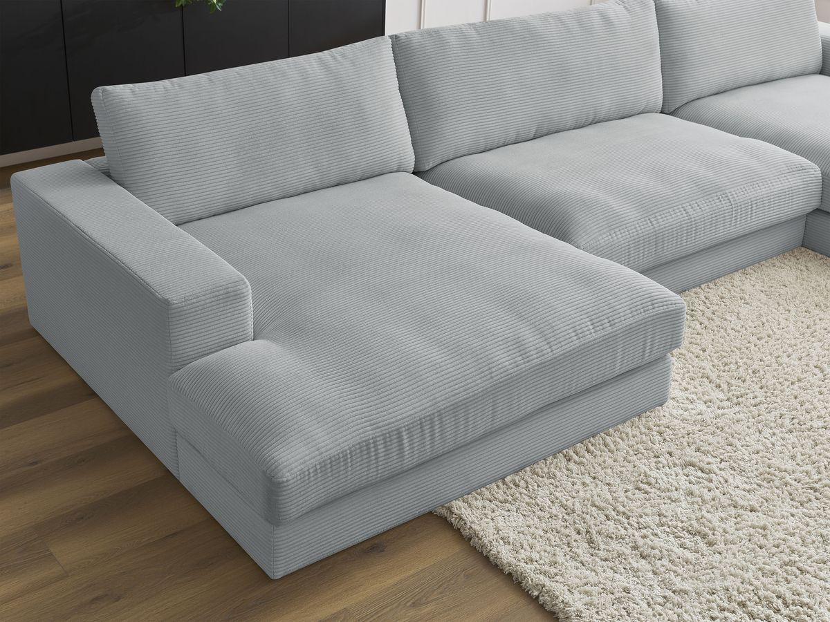 Bobochic Leonard Wohnlandschaft 349 × 159 cm Cordsamt Hellgrau
