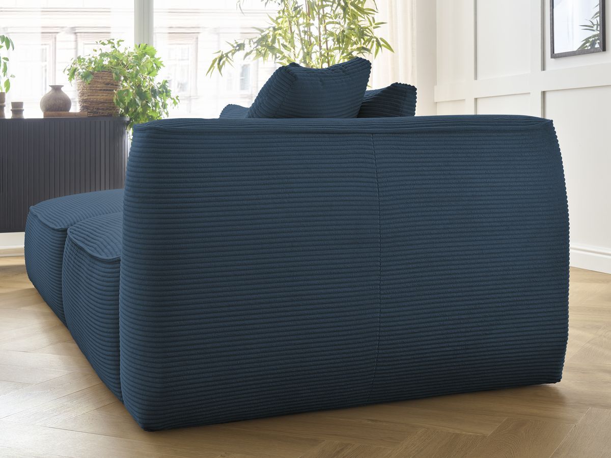 Bobochic Leopold Sofa 3-Sitzer Cordsamt Dunkelblau Armlehne rechts