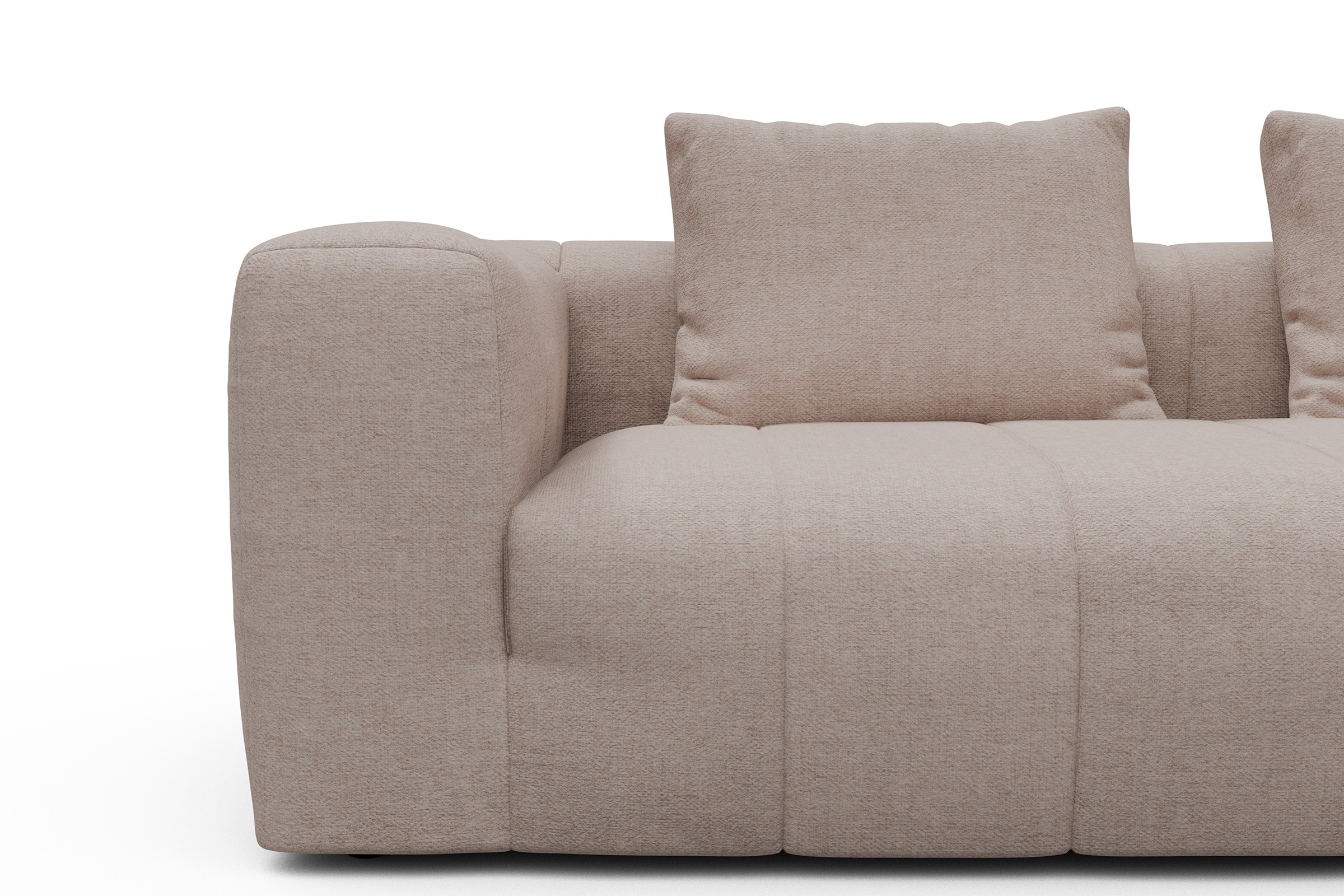 Ecksofa Hugo 2,5-Sitzer Armlehne links mit Chaiselongue Weda-Sand