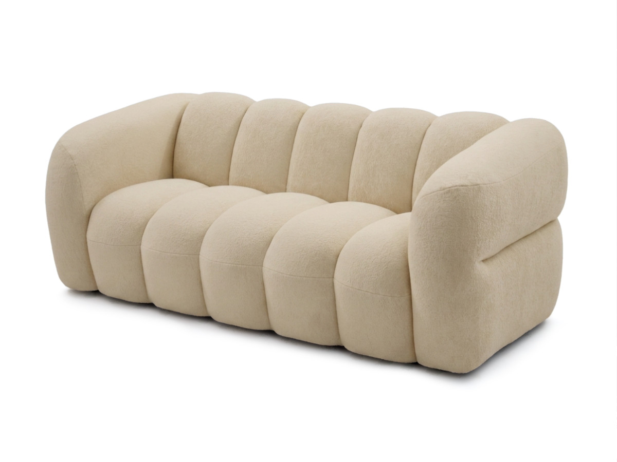 Bobochic Curvy Sofa 3-Sitzer Kunstfell Beige