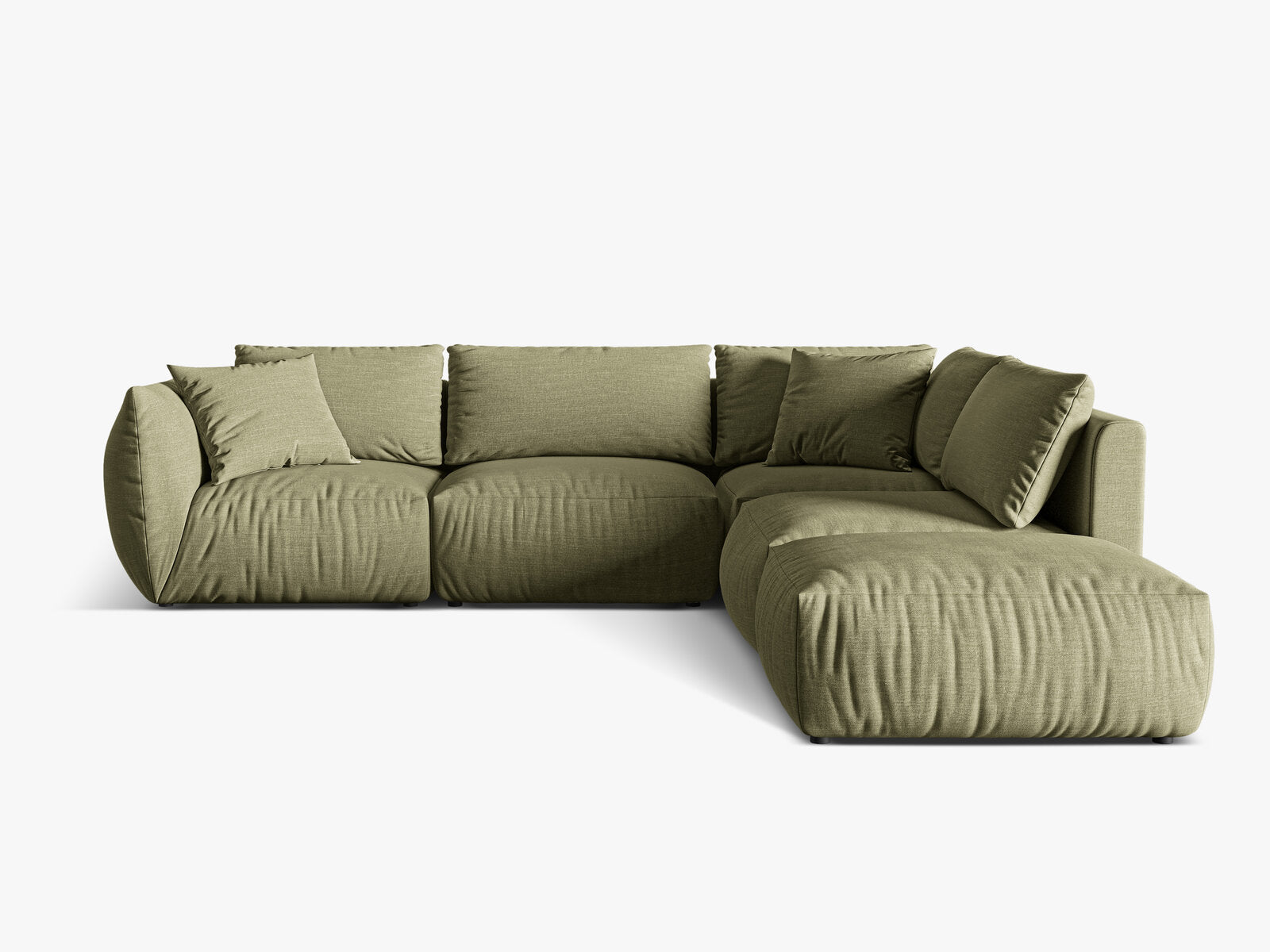 Micadoni Modulares Ecksofa Chris 4-Sitzer Rechts Strukturierter Stoff Hellgrün