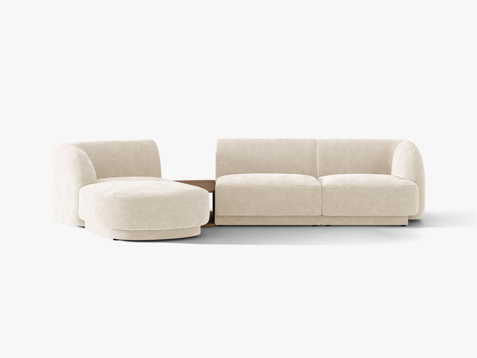 Micadoni Modulares Sofa Miley mit Recamiere 3-Sitzer Links Chenille Eden Elfenbein