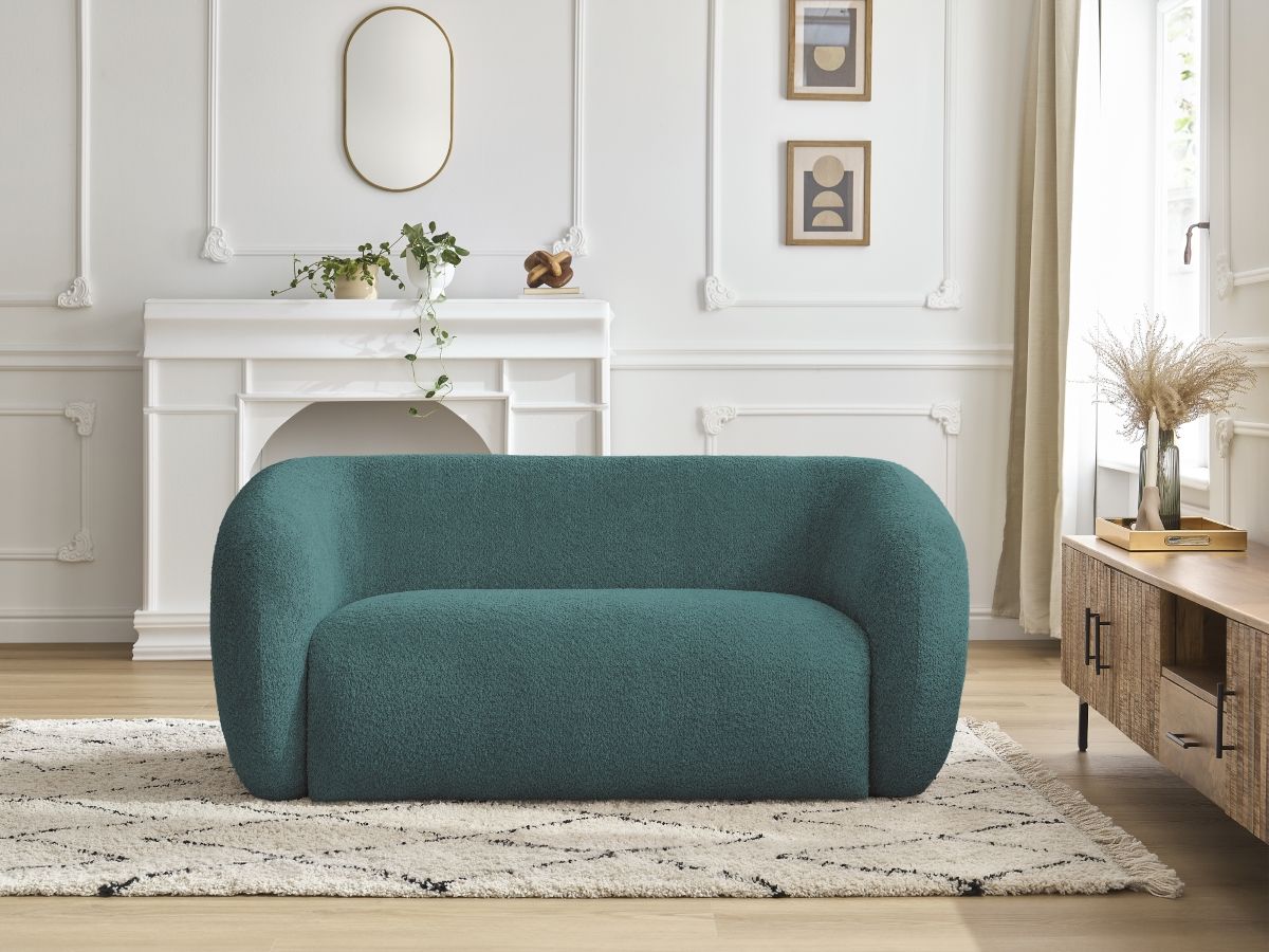 Bobochic Celine Sofa 2-Sitzer Bouclé-Stoff Hellblau
