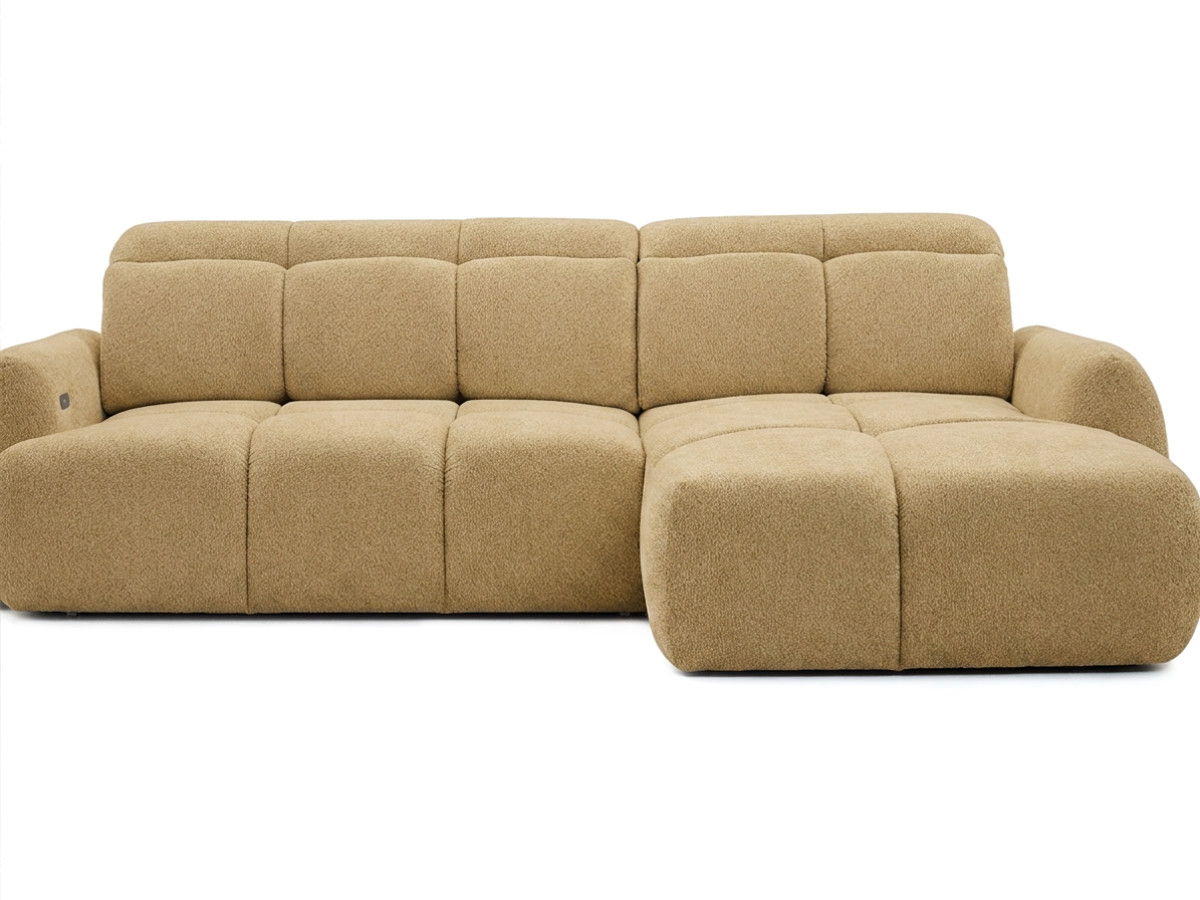 Bobochic Ruby Ecksofa mit Schlaffunktion und Bettkasten Chenille Gelb Ecke rechts