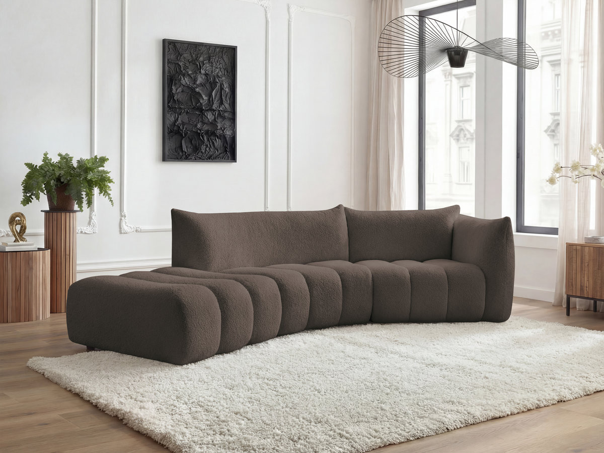 Bobochic Azra Ecksofa 325 × 112 cm Bouclé-Stoff Braun Ecke rechts