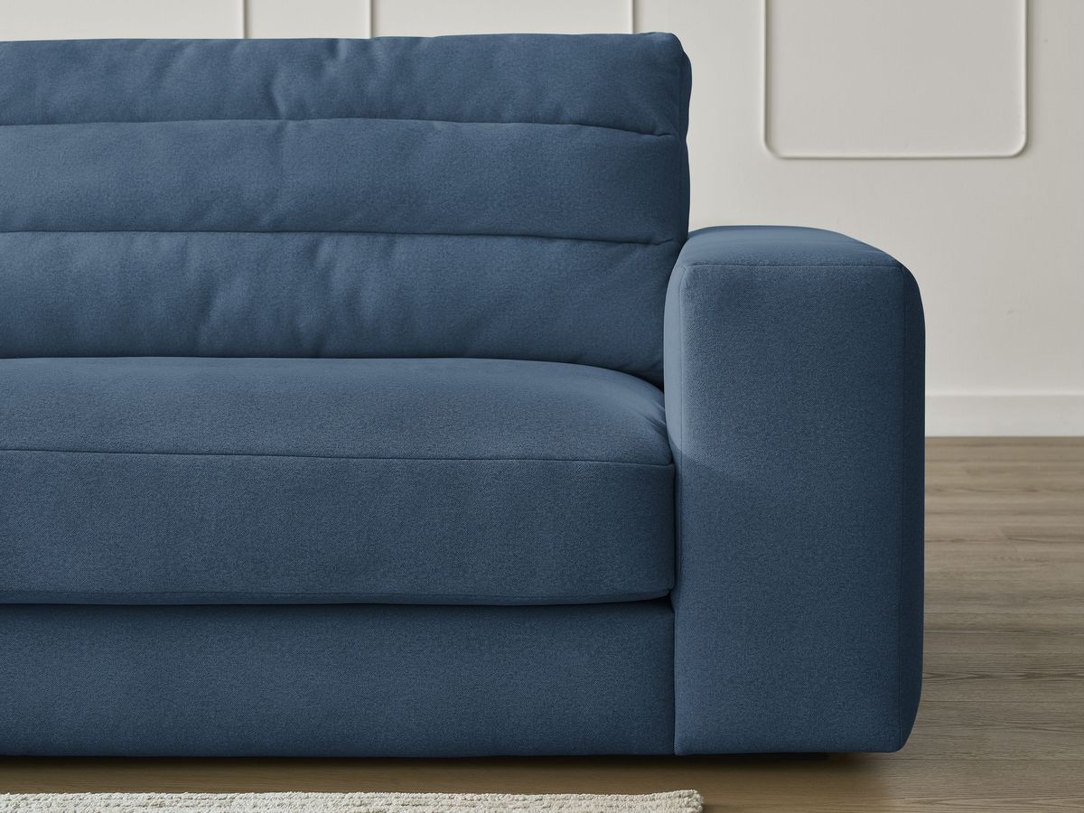 Bobochic Sierra Ecksofa mit Pouf Samt Dunkelblau Ecke links
