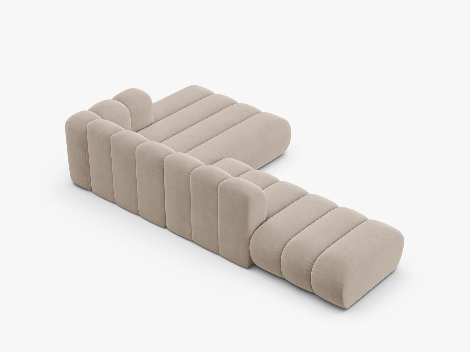 Micadoni Modulares Ecksofa offen Lupine 5-Sitzer Rechts Samt Salvador Beige