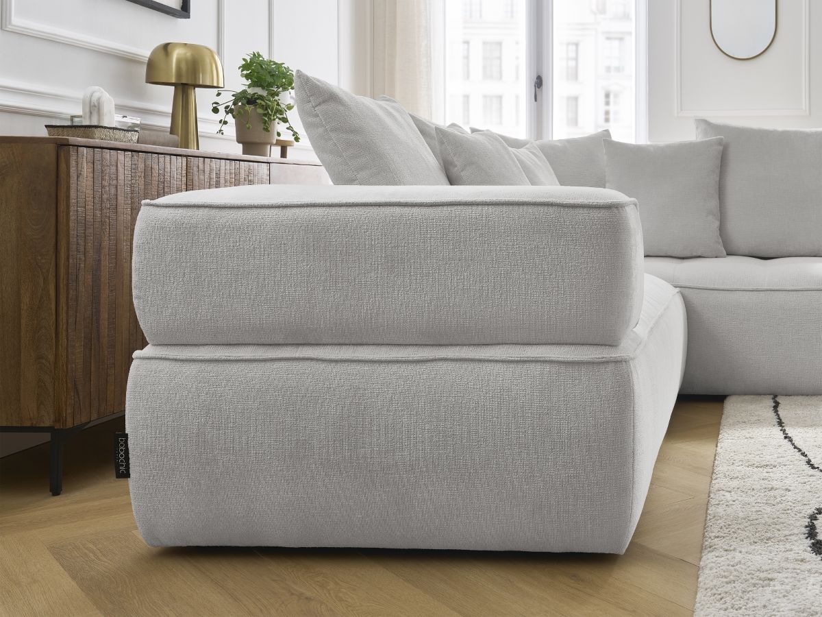 Bobochic Whesley Ecksofa Stoff Hellgrau Ecke rechts