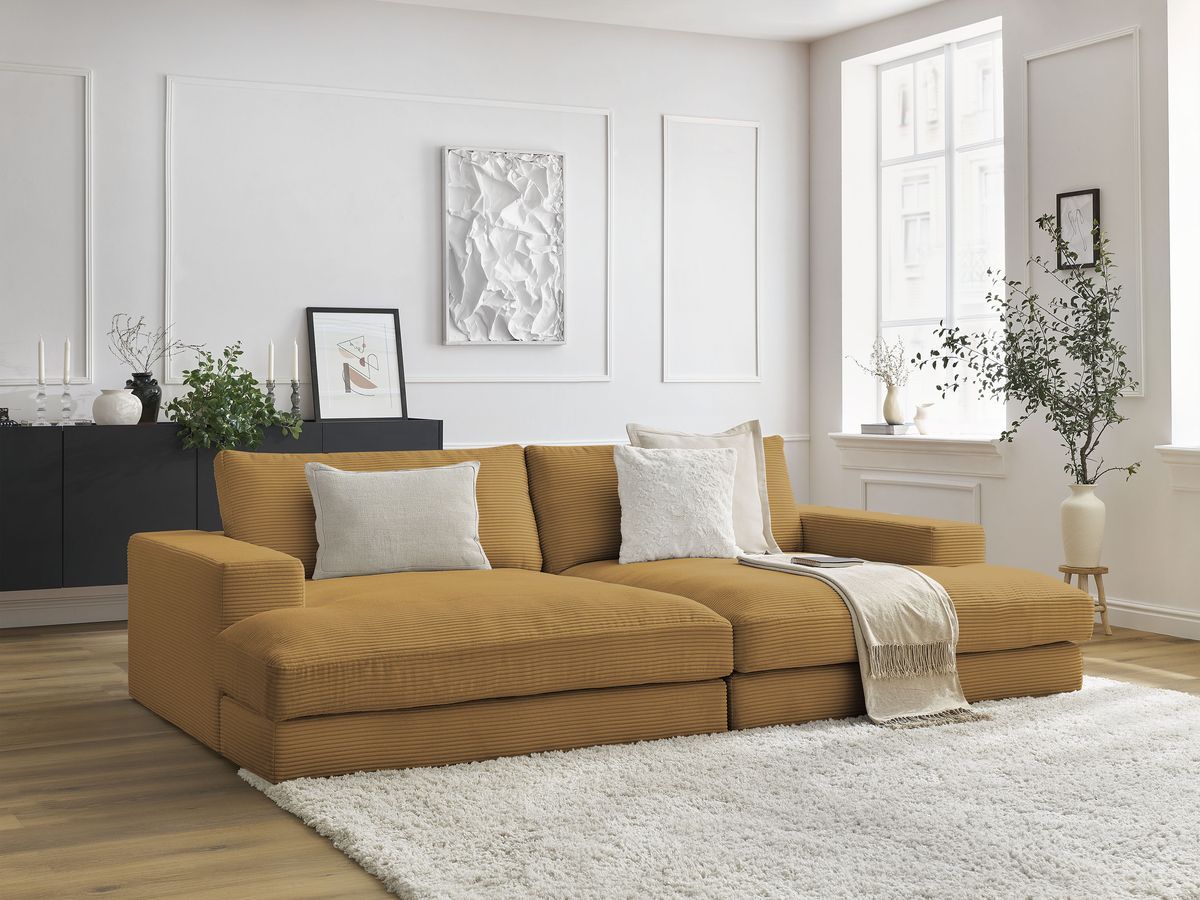 Bobochic Leonard Sofa 4-Sitzer 274 × 159 cm Cordsamt Gelb