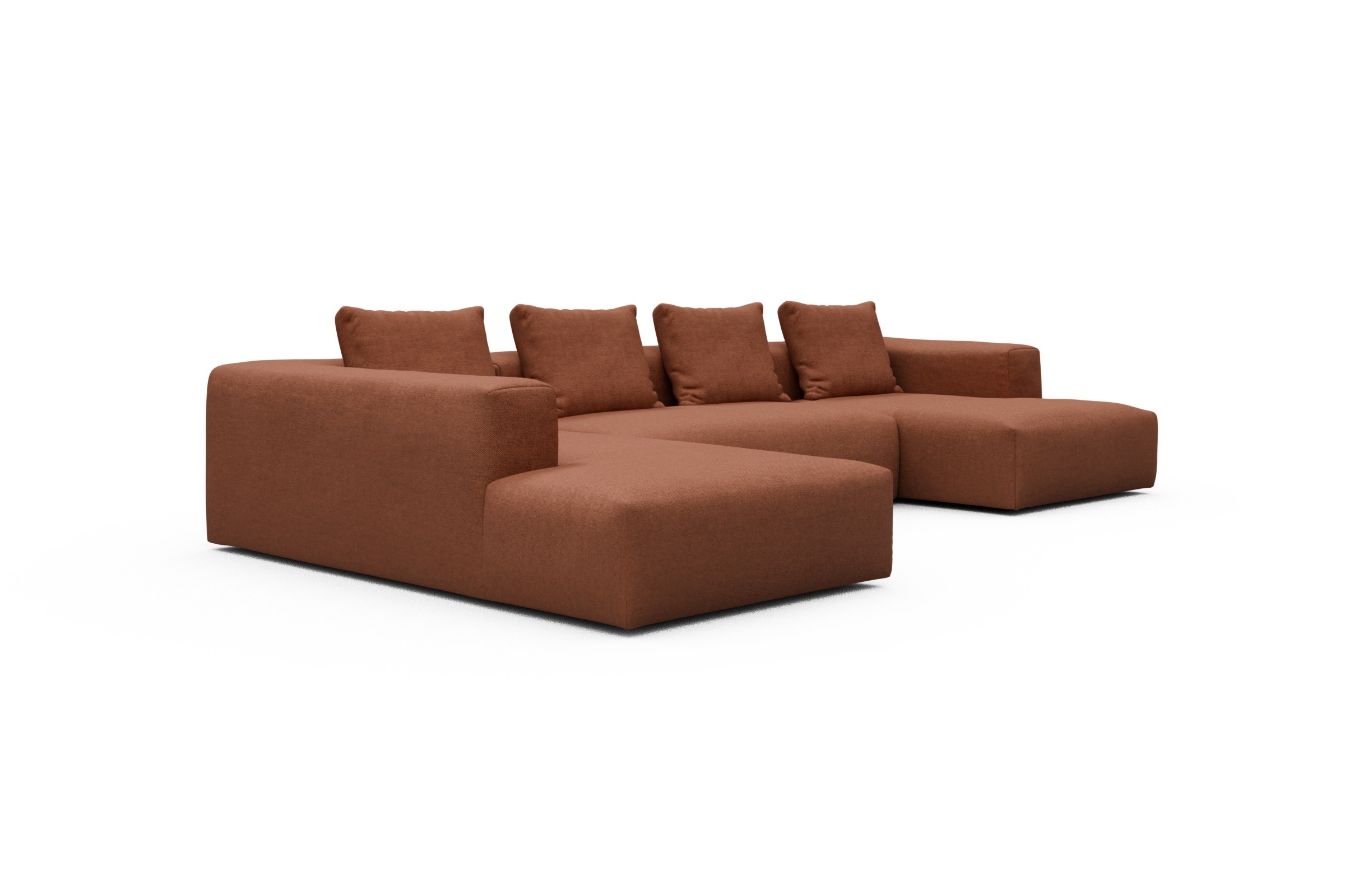 Wohnlandschaft Fred Relax-Ecke links mit 2-Sitzer und Chaiselongue rechts Weda-Rust