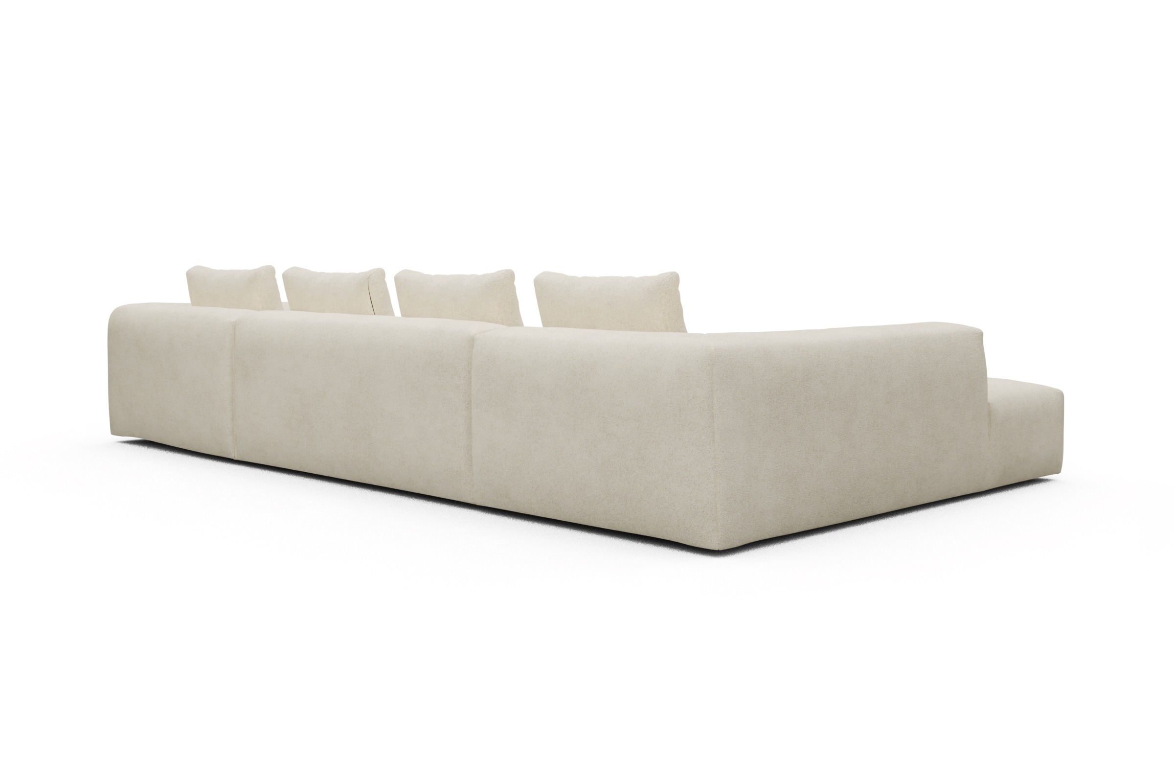 Wohnlandschaft Fred Relax-Ecke links mit 2-Sitzer und Chaiselongue rechts Boucle-Off-White