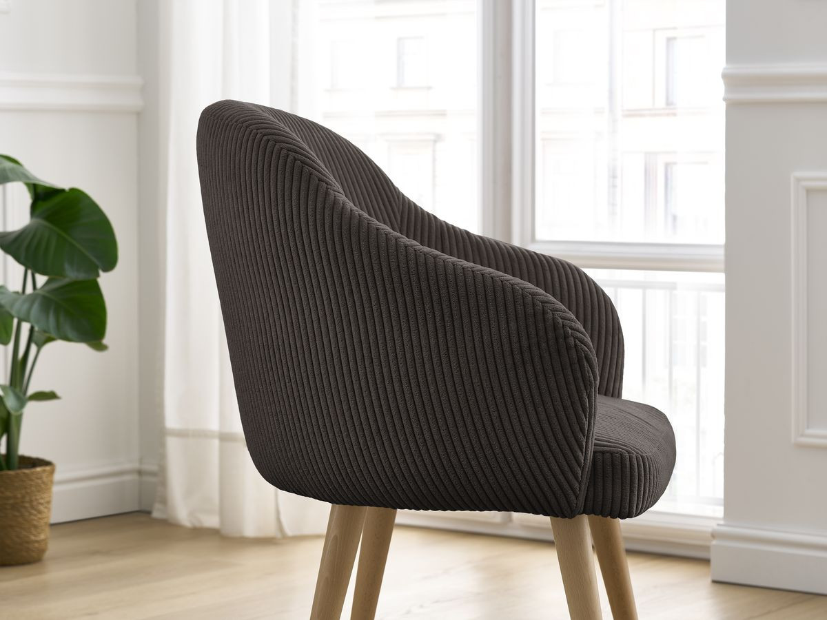 Bobochic Sophie Esszimmerstuhl 2er-Set mit skandinavischen Holzbeinen Cordsamt Taupe