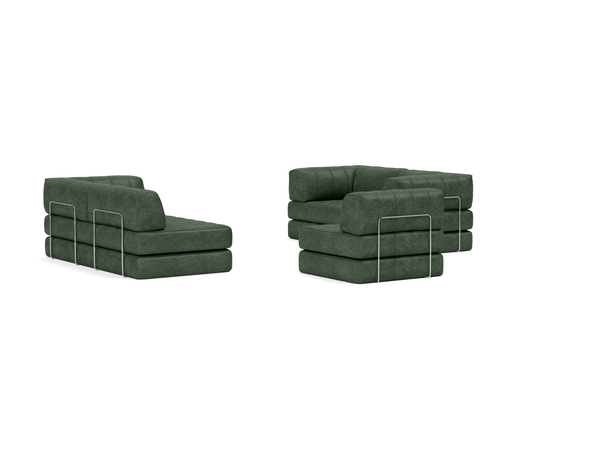 Eck-Schlafsofa CozyPad mit Armlehnen Flachgewebe Avella 281-Pine-Green