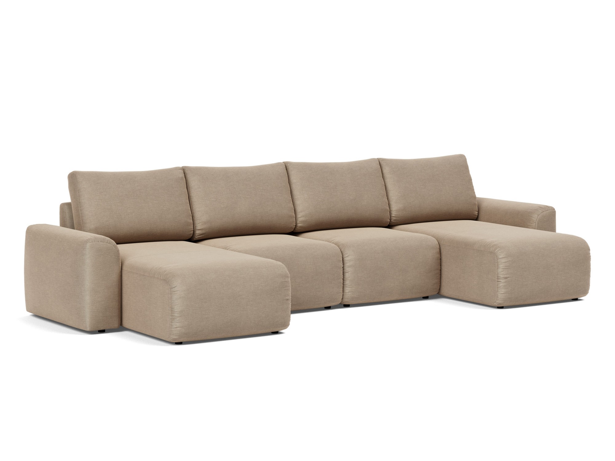 Schlafsofa Norum U-Form mit Chunky-Armlehnen Flachgewebe Phobos 587-Mocha