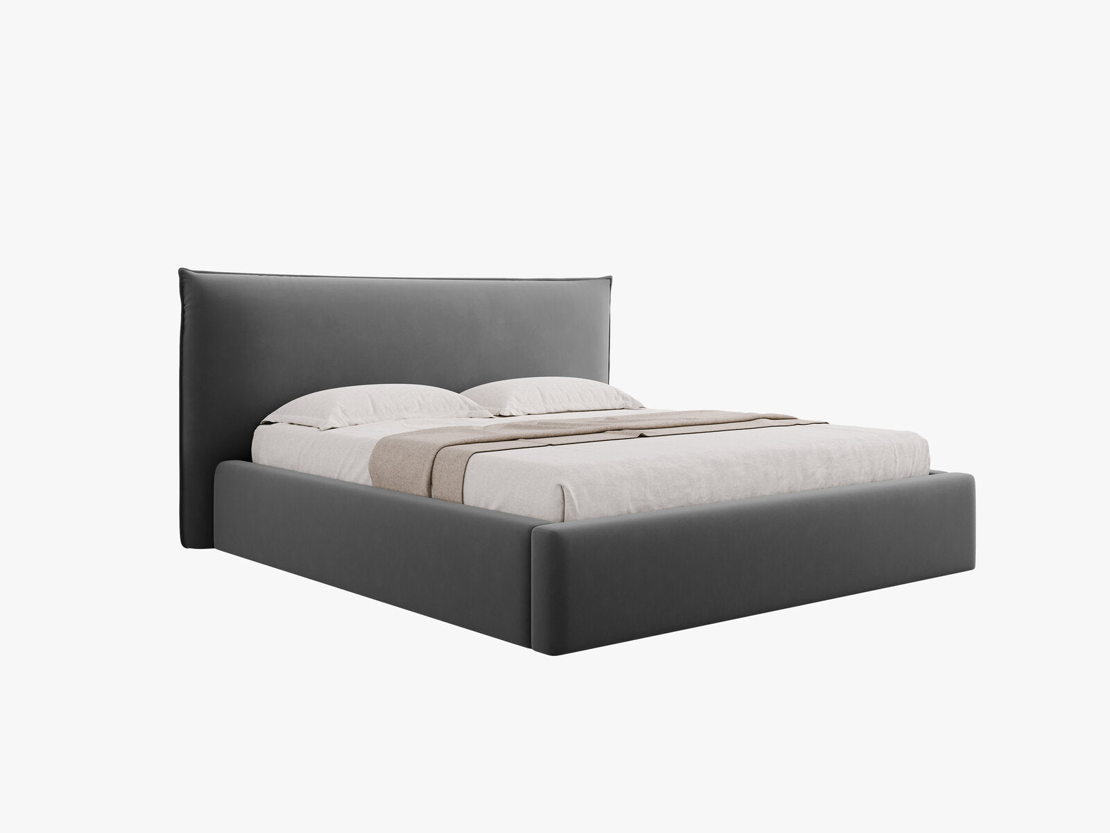 Micadoni Bett Kaelle Samt Bluvel Grau 140x200