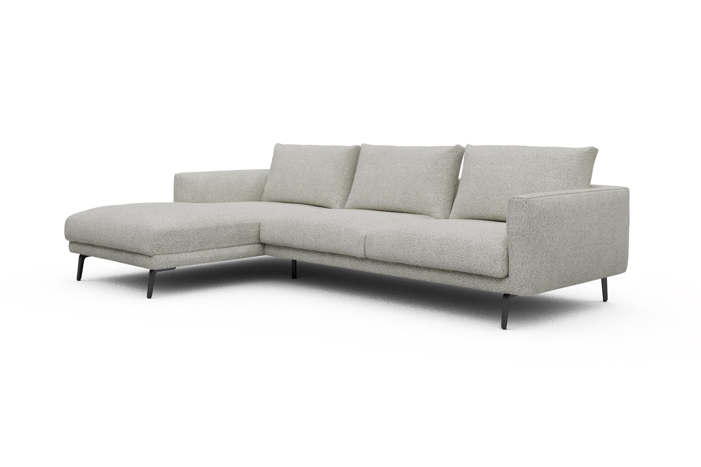 Ecksofa Karl Chaiselongue links mit 2,5-Sitzer Vanora-Warm-Sand