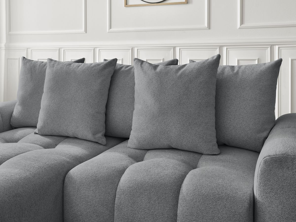 Bobochic Roxelane Ecksofa mit Schlaffunktion und Bettkasten 258 × 150 cm Melange-Stoff Dunkelgrau Ecke links
