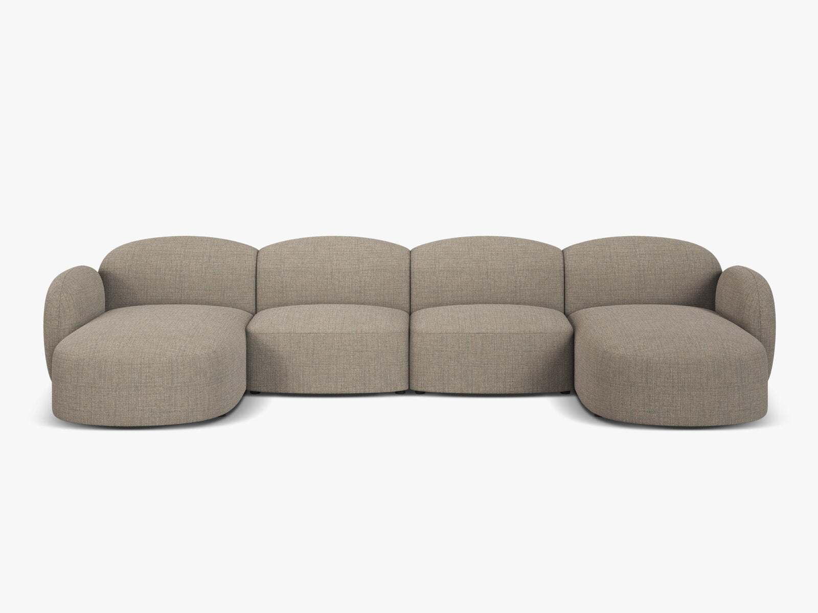 Micadoni Panorama Sofa Blair 6-Sitzer Strukturierter Stoff Baltimore Grau Braun Melange