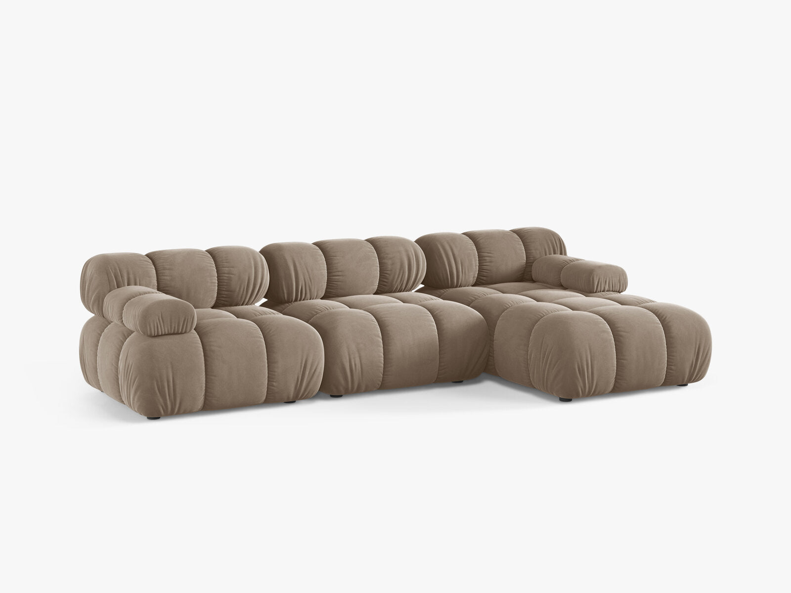 Micadoni Modulares Ecksofa Bellis 4-Sitzer Rechts Samt Bluvel Cappuccino