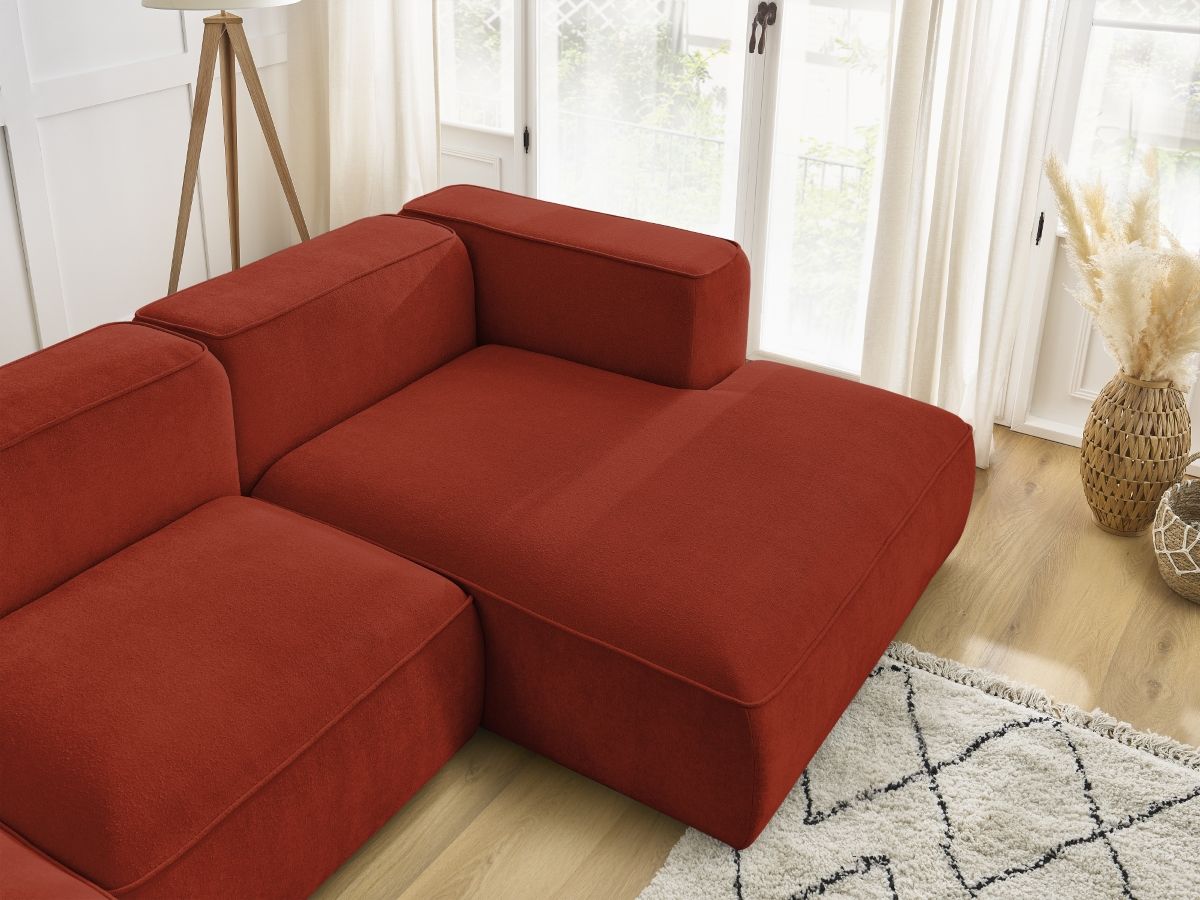 Bobochic Zephyr Ecksofa 349 × 165 cm Strukturstoff Orange Ecke rechts