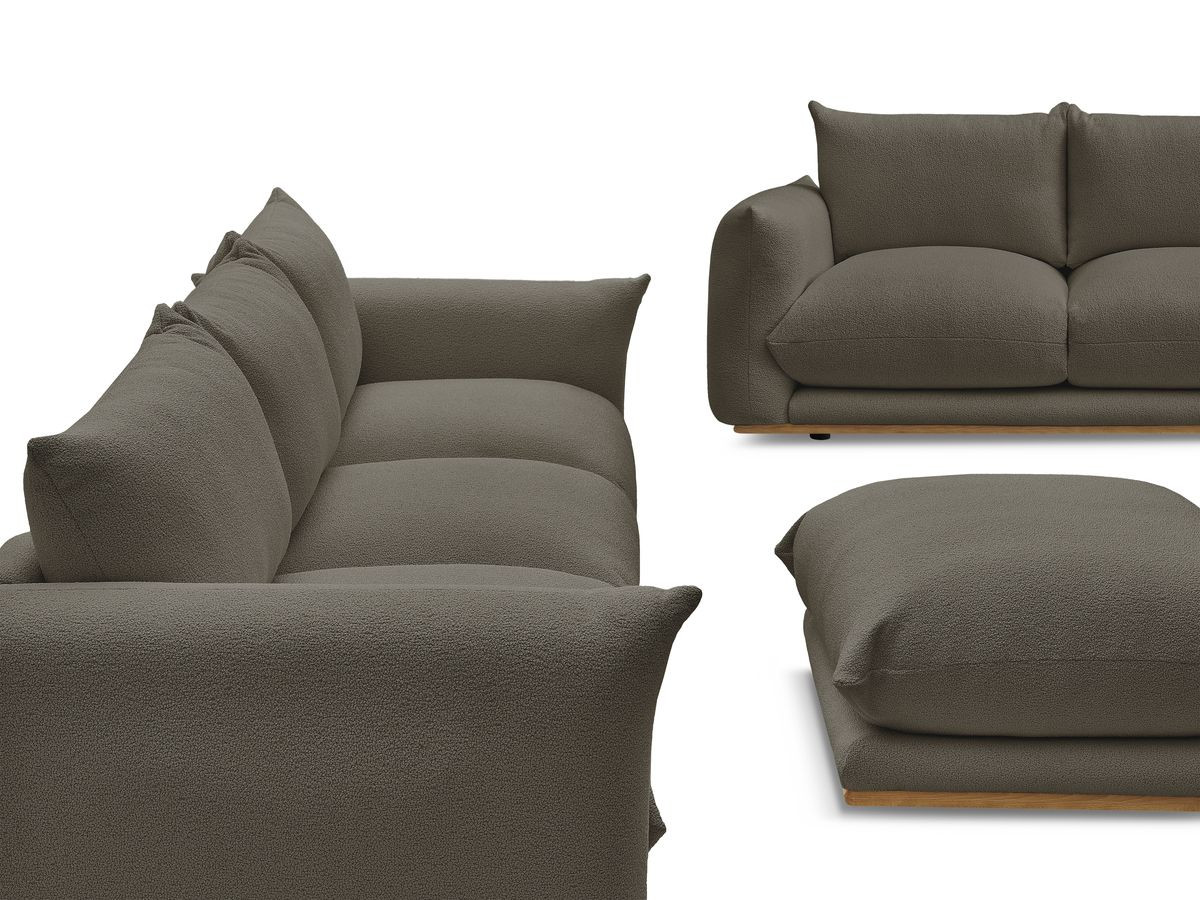 Bobochic Ernest Sofa 5-Sitzer mit Pouf Bouclé-Stoff Braun