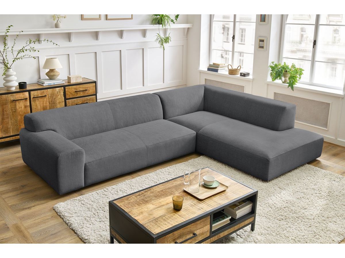 Bobochic Lavena Ecksofa 312 × 220 cm Samt Dunkelgrau Ecke rechts