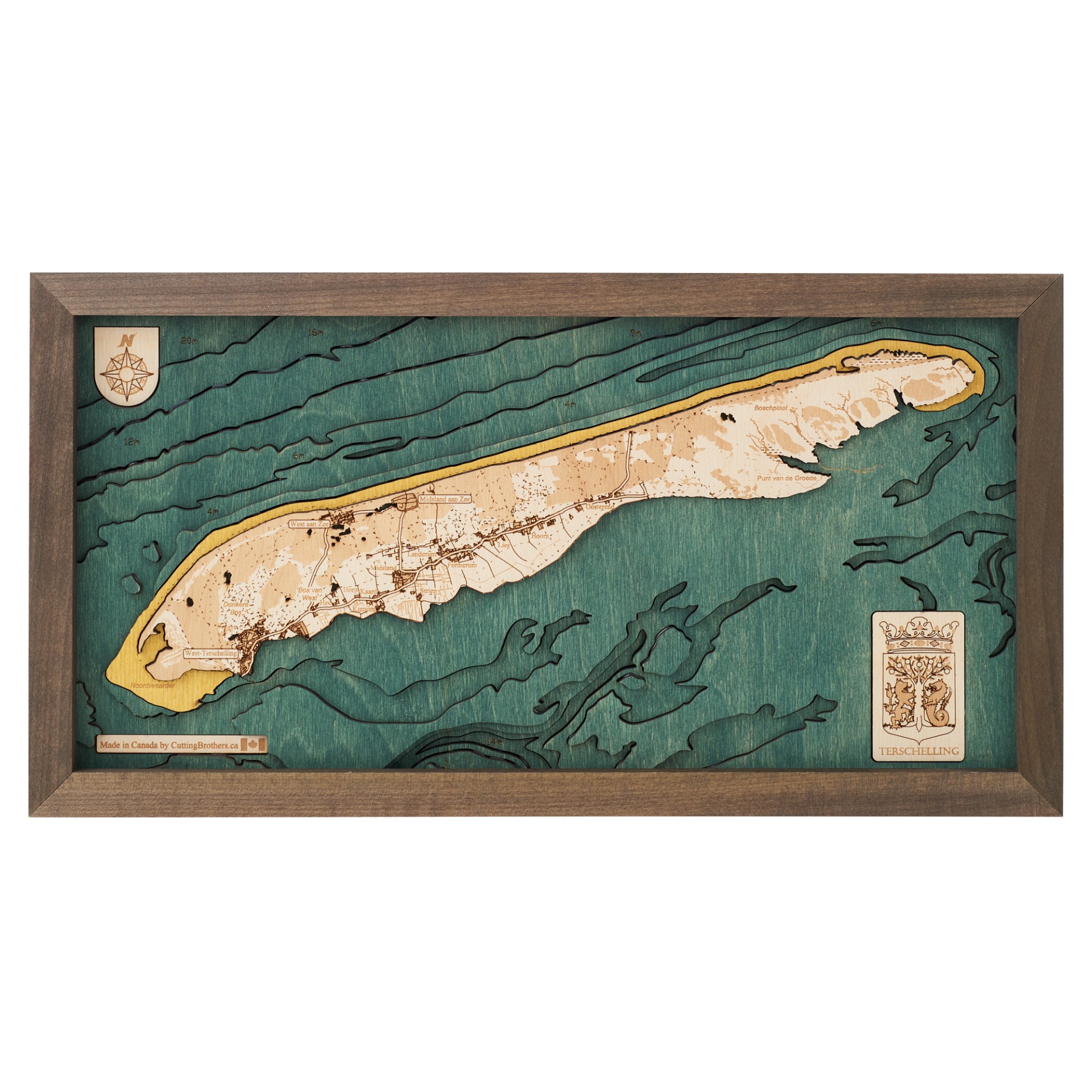 Cutting Brothers 3D Holz-Wandkarte Terschelling 40.5x20 cm