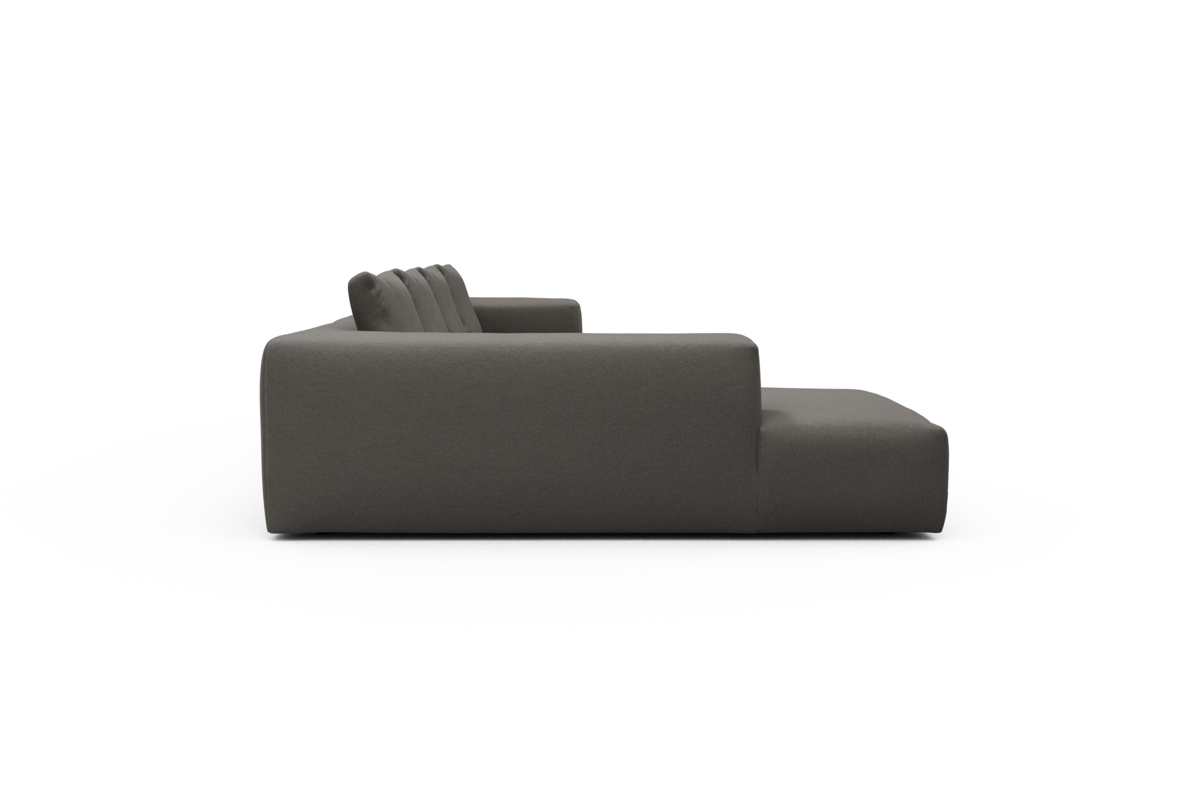 Wohnlandschaft Fred Relax-Ecke links mit 2-Sitzer und Chaiselongue rechts Strukturierter Stoff Satya 446-Taupe-Brown