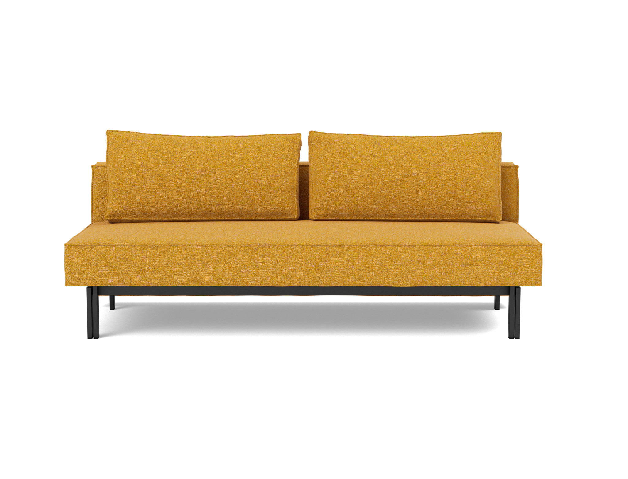 Schlafsofa Sly Boucle Skandi 536-Ochre Beine Schwarzes Metall