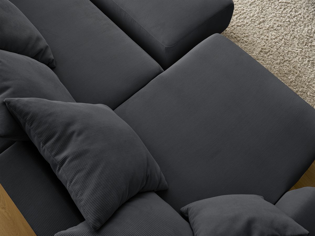 Bobochic Sidonie Wohnlandschaft mit Pouf Cordsamt Schwarz