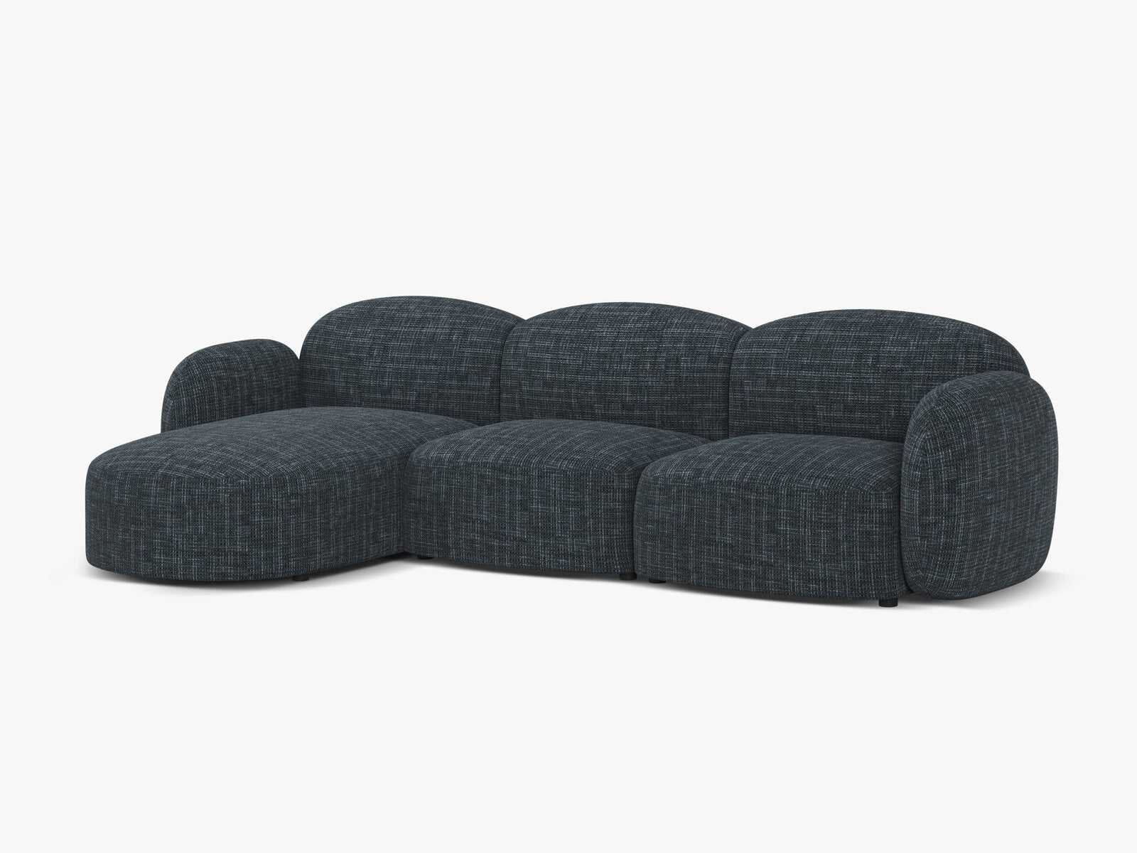 Micadoni Ecksofa Blair 4-Sitzer Links Strukturierter Stoff Baltimore Marineblau