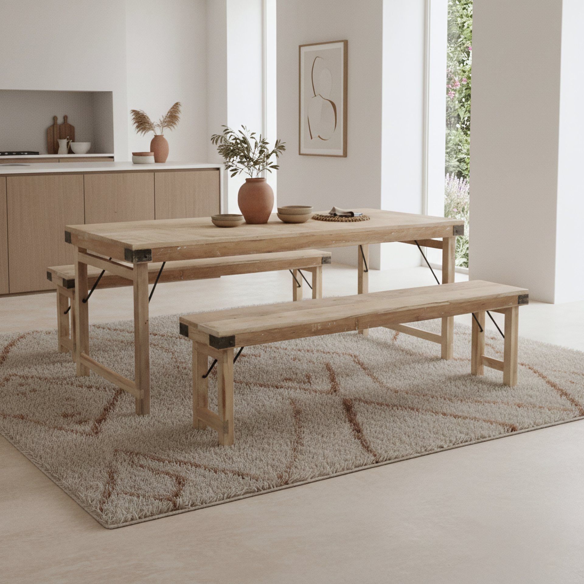 Raw Materials Klappbarer Esstisch Kalkwaschung 165x75x76cm