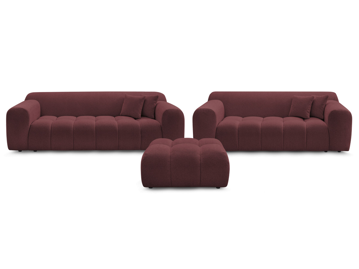 Bobochic Melisse Sofa 5-Sitzer mit Pouf Strukturstoff Rot