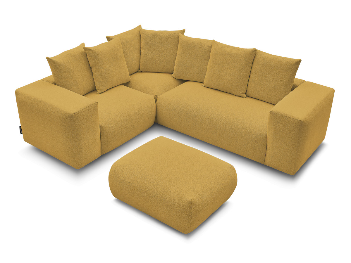 Bobochic Voltaire Ecksofa mit Pouf 268 × 214 cm Melange-Stoff Gelb Ecke links
