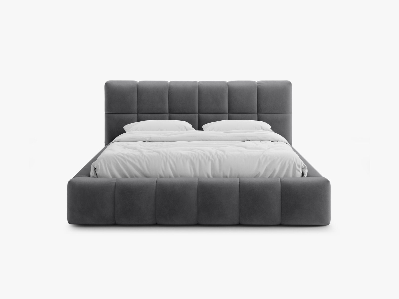 Micadoni Stauraumbett mit Kopfteil Bellis Samt Bluvel Grau