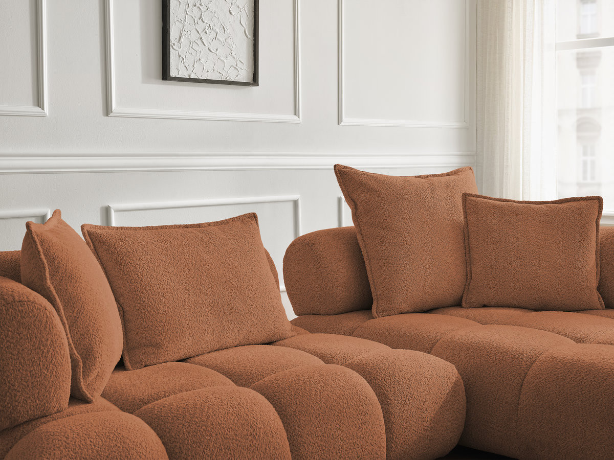 Bobochic Alya Ecksofa Bouclé-Stoff Orange Ecke rechts
