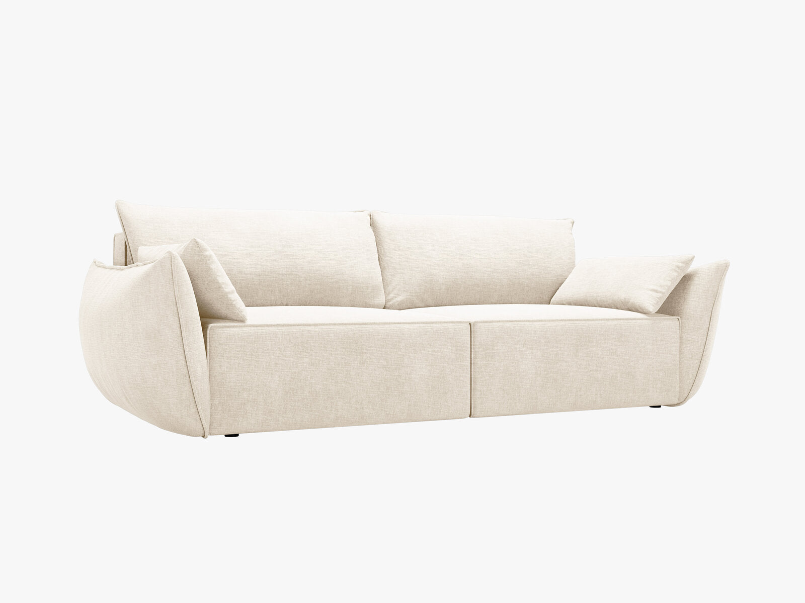 Micadoni Kaelle Schlafsofa 3-Sitzer mit Bettkasten Chenille Over The Horizon Helles Beige
