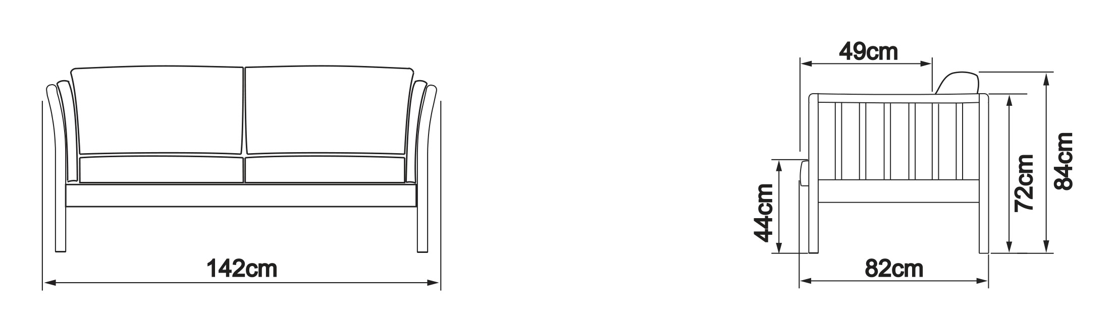 Sofa Nils 2-Sitzer Strukturierter Stoff Denari 486-Warm-Grey