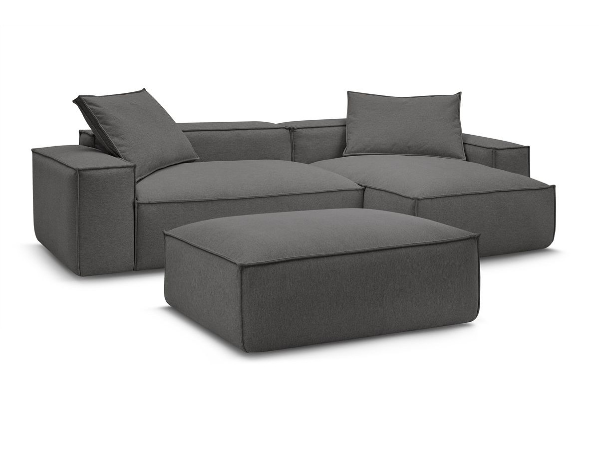 Bobochic Boheme Ecksofa mit Pouf Melange-Stoff Dunkelgrau
