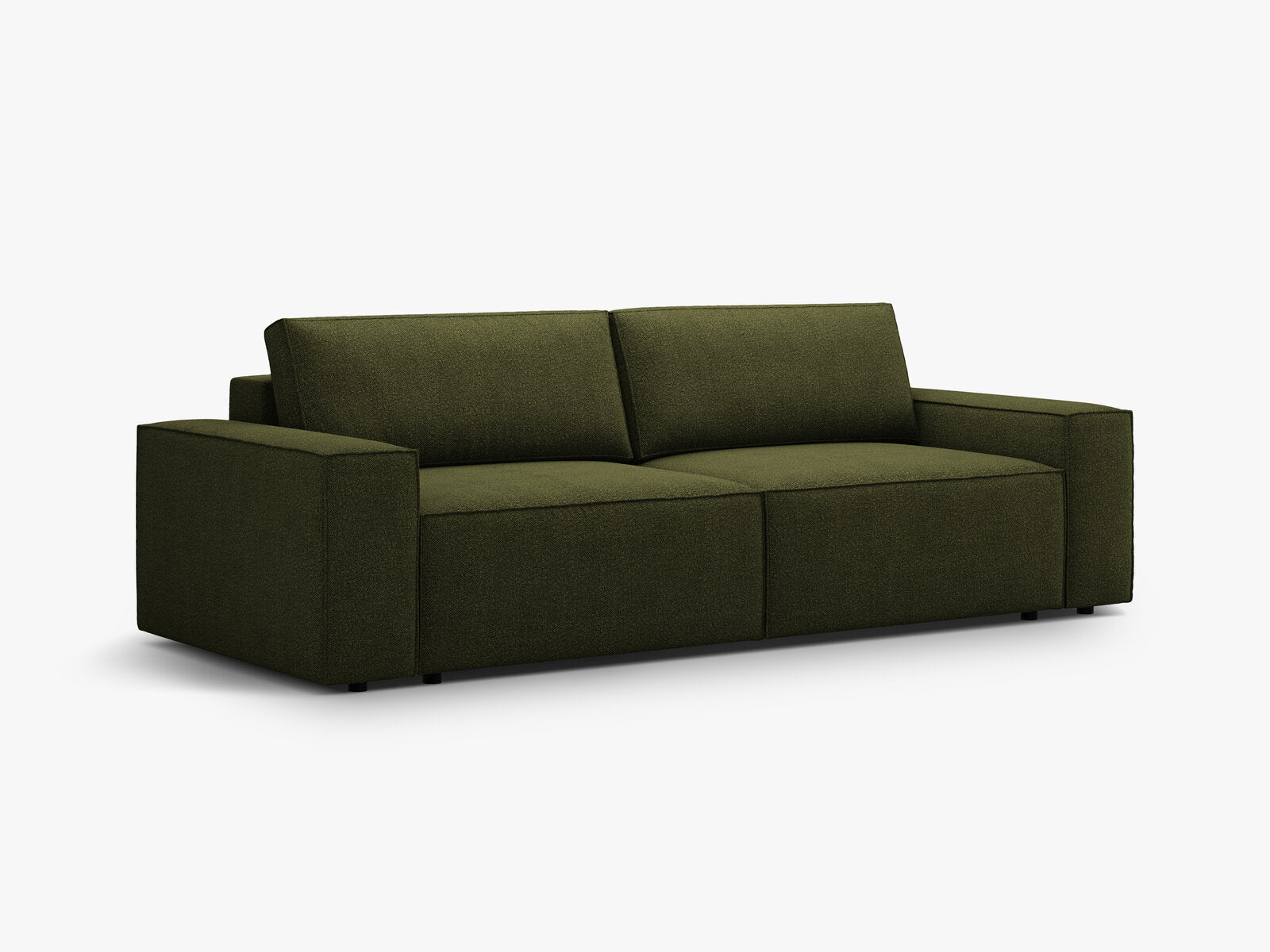 Micadoni Schlafsofa Jodie 3-Sitzer Boucle Dunkel-Olivgrün