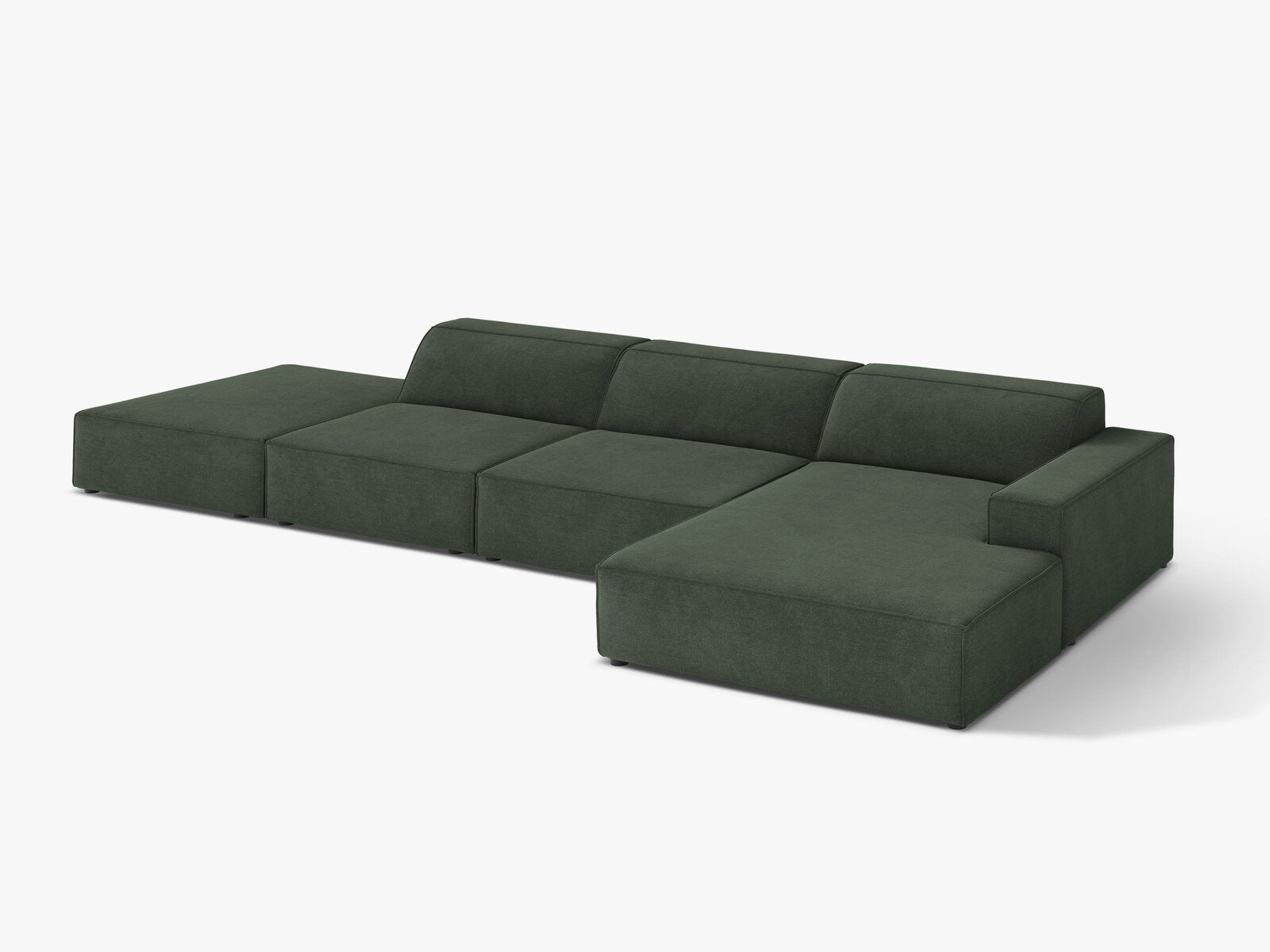 Micadoni Ecksofa Jodie 5-Sitzer Strukturierter Stoff Liberty Moßgrün Rechts