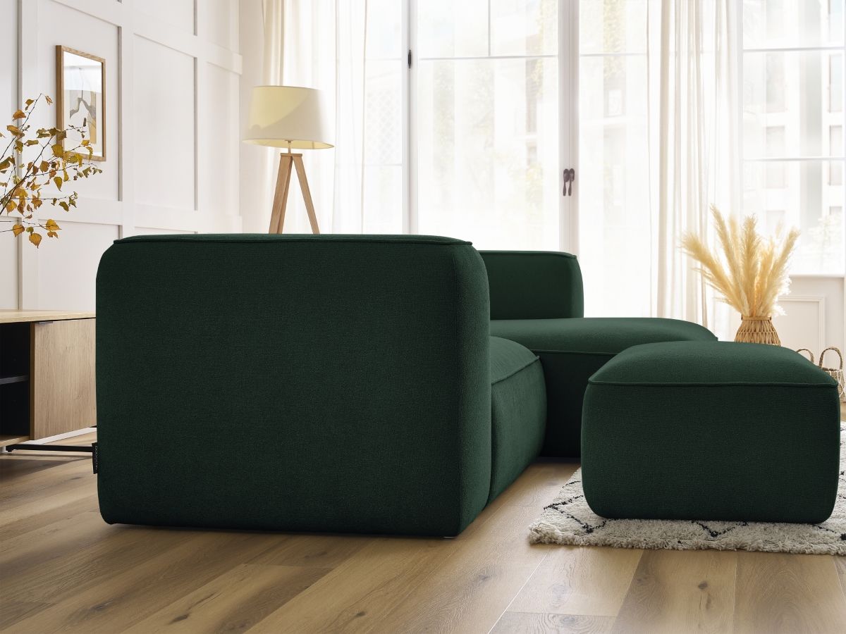 Bobochic Zephyr Ecksofa mit Pouf 260 × 165 cm Strukturstoff Grün Ecke rechts