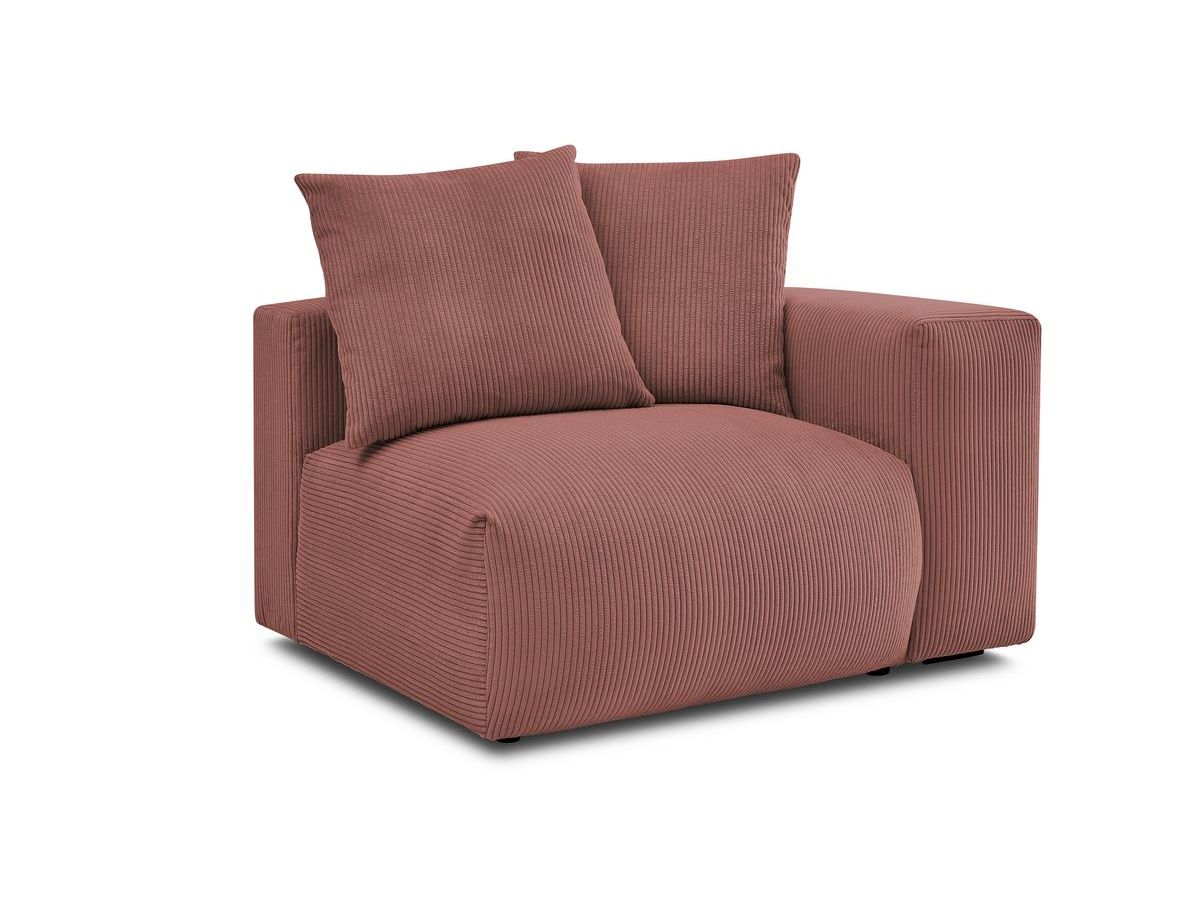 Bobochic Voltaire Sofamodul 1-Sitzer 130 × 100 cm Cordsamt Rosa Ecke rechts