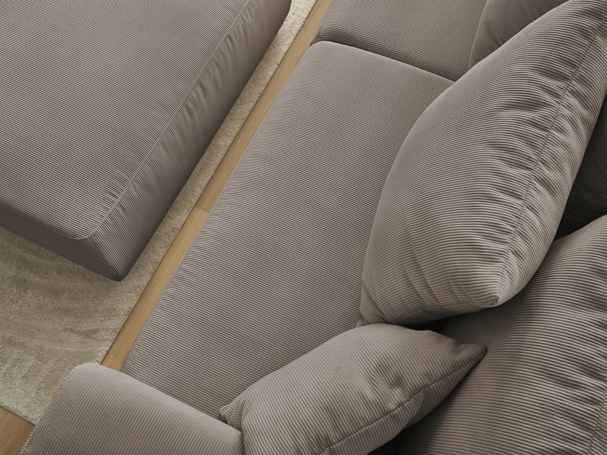 Bobochic Sidonie Sofa 3-Sitzer mit Pouf Cordsamt Taupe
